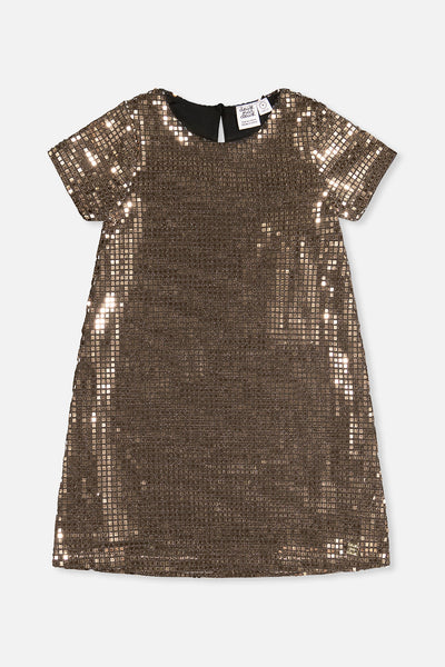 Short Sleeve A Line Dress Beige - J20OG92_01160