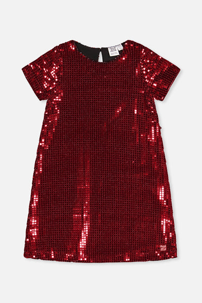 Short Sleeve A Line Dress Red - J20OG92_07490