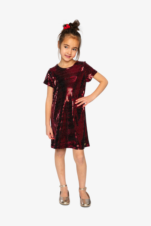 Short Sleeve A Line Dress Red - J20OG92_07490