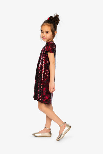 Short Sleeve A Line Dress Red - J20OG92_07490