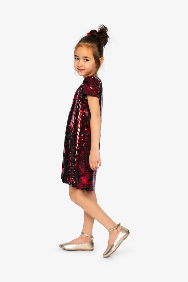 Short Sleeve A Line Dress Red - J20OG92_07490