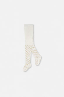 Collants coeurs en tricot blanc cassé pour bébé