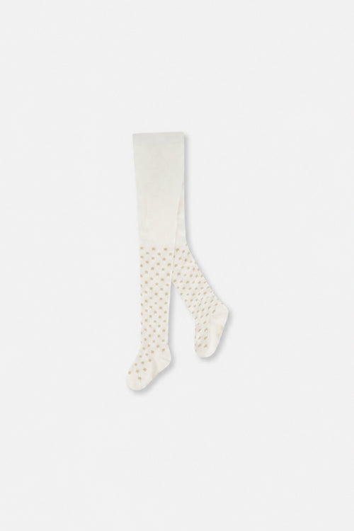 Collants coeurs en tricot blanc cassé pour bébé