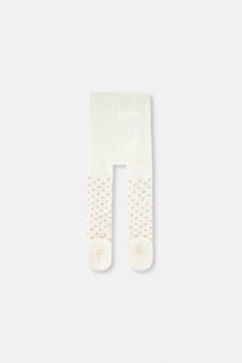Collants coeurs en tricot blanc cassé pour bébé