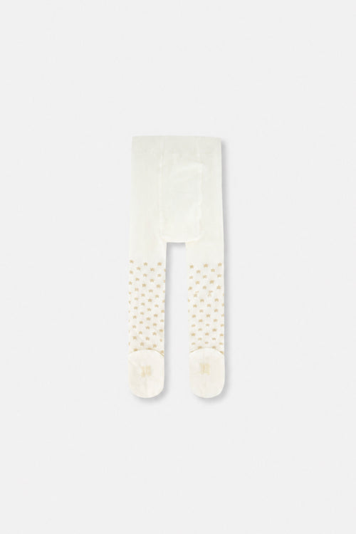 Collants coeurs en tricot blanc cassé pour bébé
