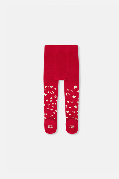 Collants coeurs en tricot rouge pour bébé