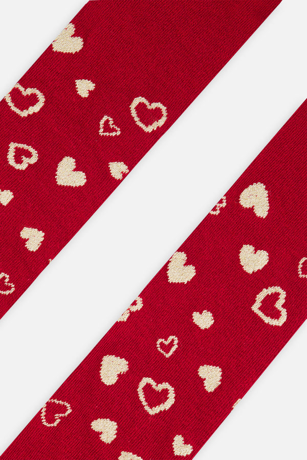 Collants coeurs en tricot rouge pour bébé