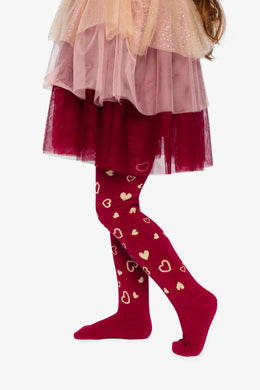 Knit Heart Tights Red - J20OGT_07490
