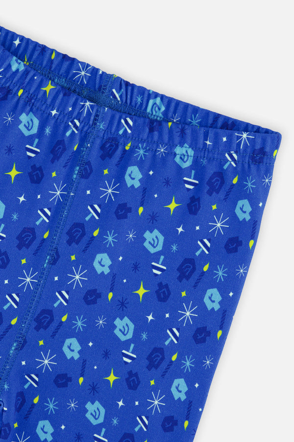 Organic Cotton Two Piece Pajama Set Blue Hanukkah Print - J20P11US_2J331