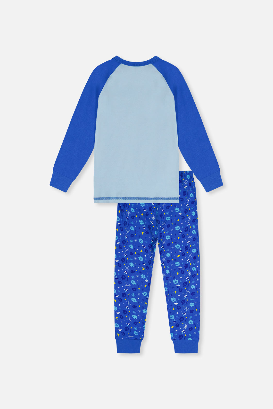 Organic Cotton Two Piece Pajama Set Blue Hanukkah Print - J20P11_2J331