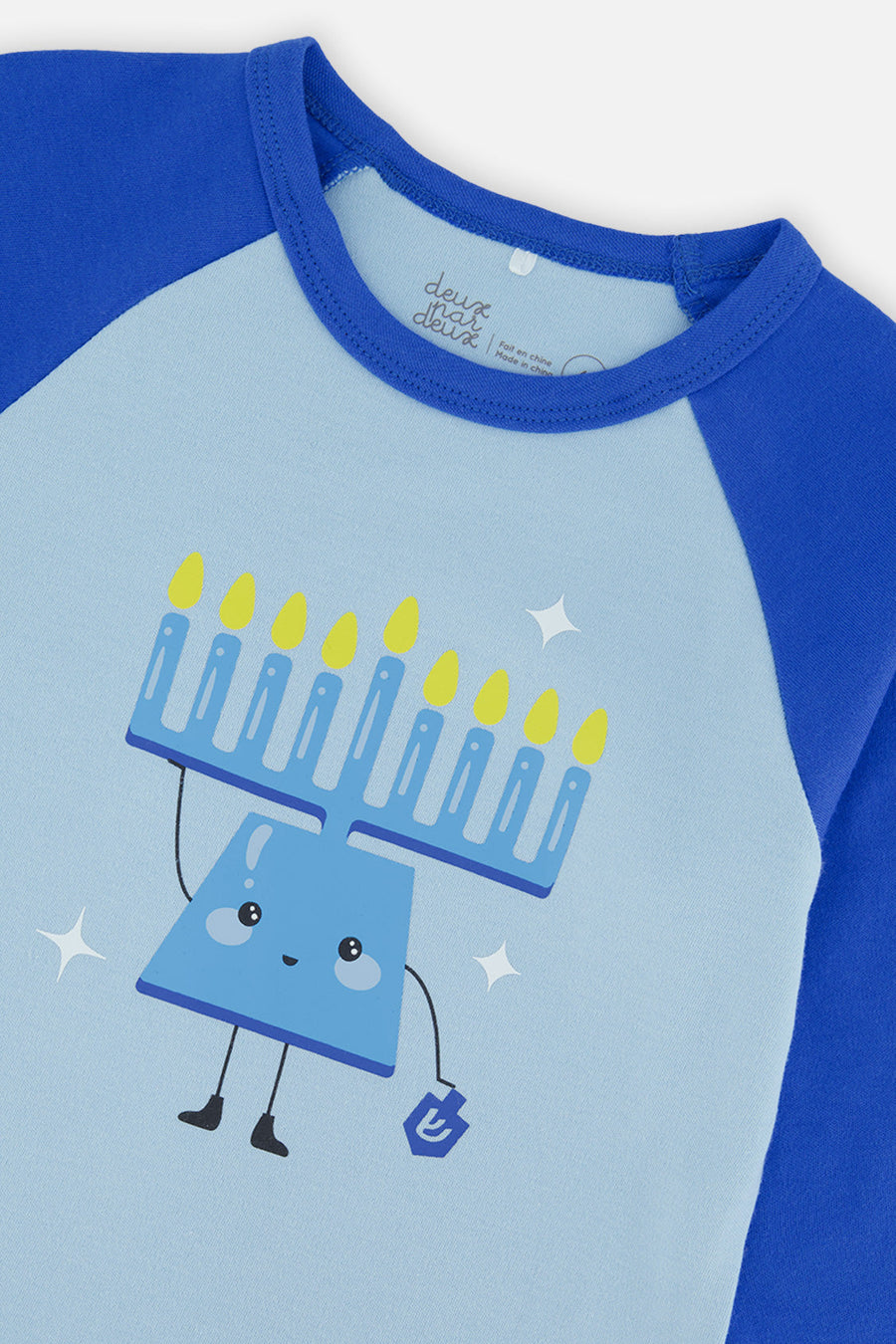 Organic Cotton Two Piece Pajama Set Blue Hanukkah Print - J20P11_2J331