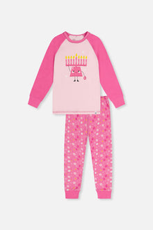 Organic Cotton Two Piece Pajama Set Pink Hanukkah Print - J20P11_2J332