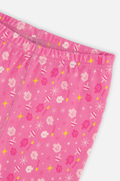 Organic Cotton Two Piece Pajama Set Pink Hanukkah Print - J20P11_2J332