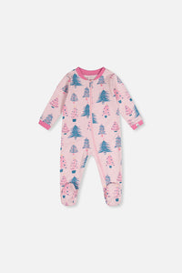 Baby Organic Cotton One Piece Pajama Pink Tree Print