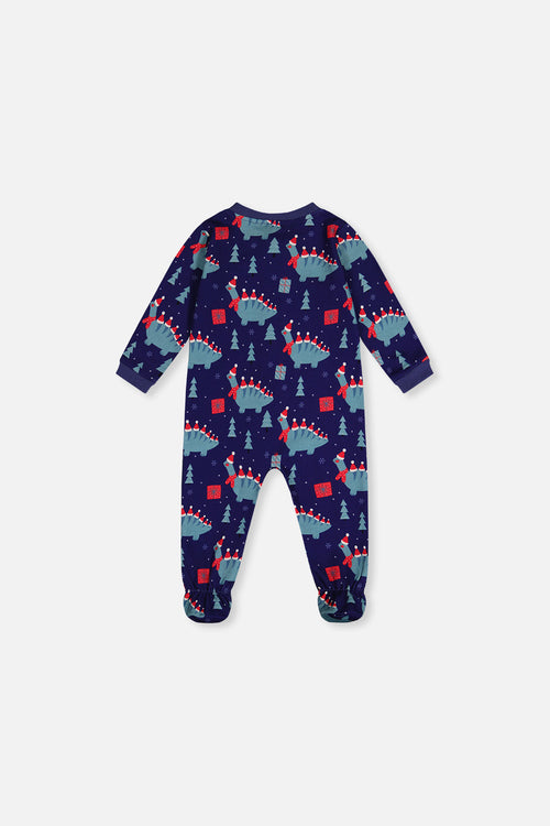 Baby Organic Cotton One Piece Pajama Blue Dinosaur Print - J20PA40US_2J231