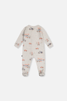 Baby Organic Cotton One Piece Pajama Beige Airplane Print - J20PA40US_2J237