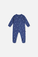 Baby Organic Cotton One Piece Pajama Blue Transport Print - J20PA40US_2J238