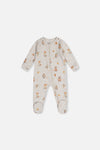 Baby Organic Cotton One Piece Pajama Beige Animal Print - J20PA40US_2J240