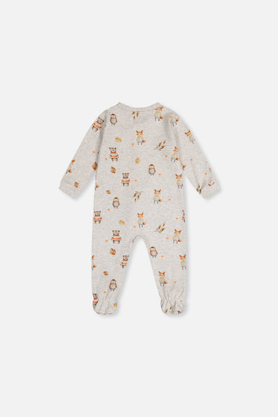 Baby Organic Cotton One Piece Pajama Beige Animal Print - J20PA40US_2J240