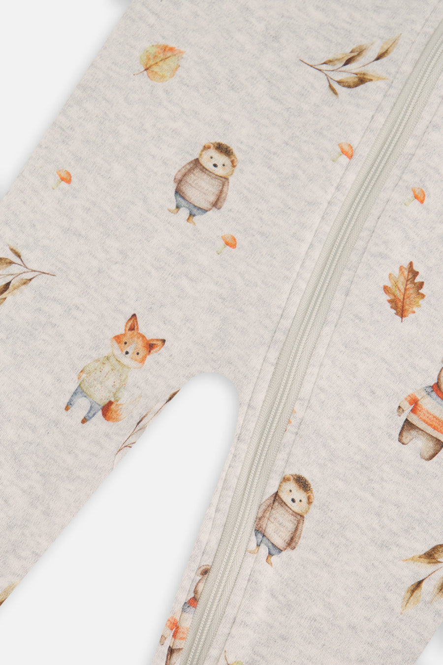 Baby Organic Cotton One Piece Pajama Beige Animal Print - J20PA40US_2J240