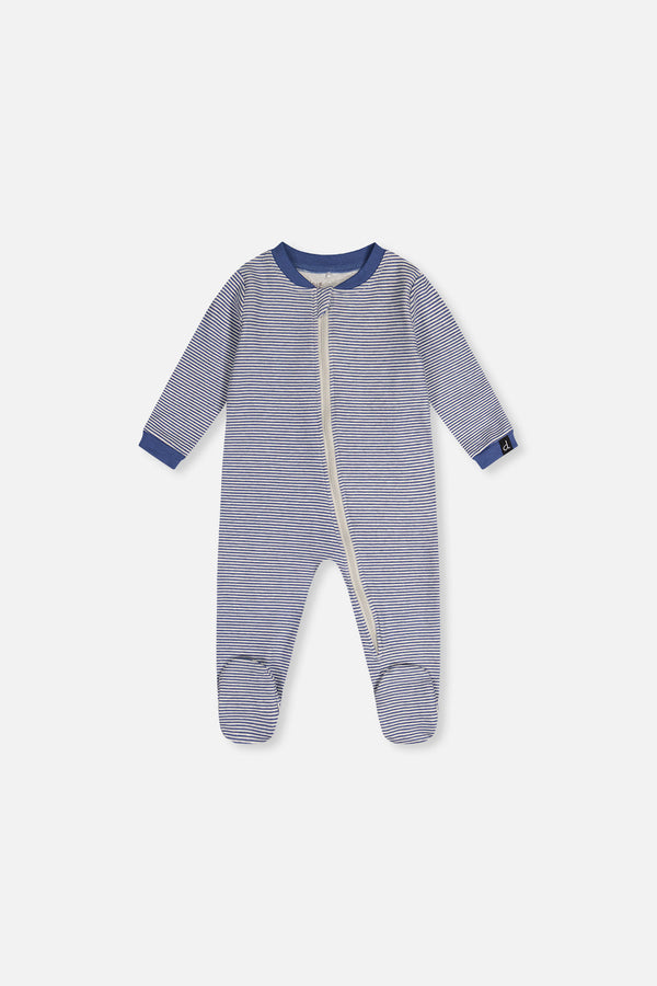 Baby Organic Cotton One Piece Pajama Blue Stripe Print - J20PA40US_2J241