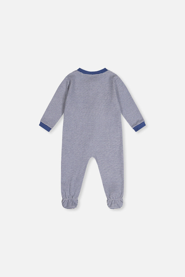 Baby Organic Cotton One Piece Pajama Blue Stripe Print - J20PA40US_2J241