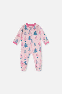 Baby Organic Cotton One Piece Pajama Pink Tree Print - J20PA40_2J224