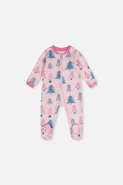 Baby Organic Cotton One Piece Pajama Pink Tree Print - J20PA40_2J224