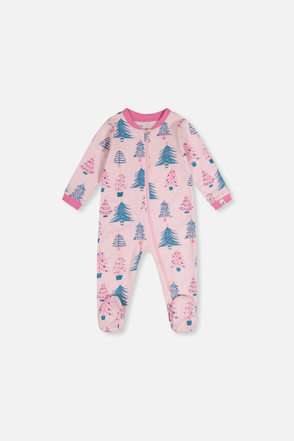 Baby Organic Cotton One Piece Pajama Pink Tree Print - J20PA40_2J224