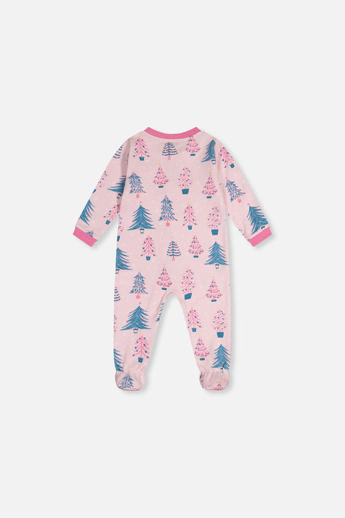 Baby Organic Cotton One Piece Pajama Pink Tree Print - J20PA40_2J224