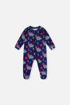 Baby Organic Cotton One Piece Pajama Blue Dinosaur Print - J20PA40_2J231