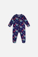 Baby Organic Cotton One Piece Pajama Blue Dinosaur Print - J20PA40_2J231