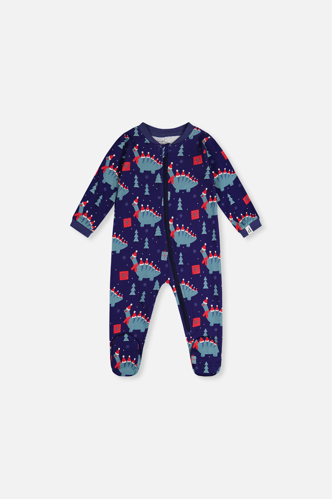 Baby Organic Cotton One Piece Pajama Blue Dinosaur Print - J20PA40_2J231