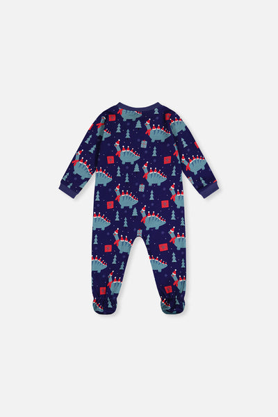 Baby Organic Cotton One Piece Pajama Blue Dinosaur Print - J20PA40_2J231