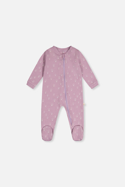 Baby Organic Cotton One Piece Pajama Purple Floral Print - J20PA40_2J233