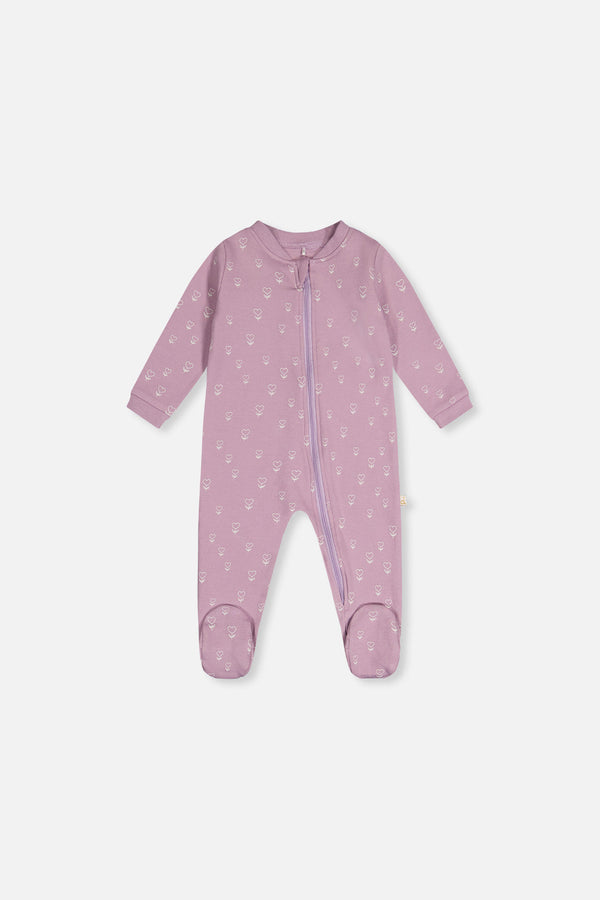 Baby Organic Cotton One Piece Pajama Purple Floral Print - J20PA40_2J233