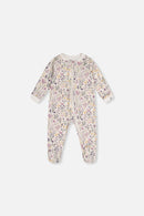 Baby Organic Cotton One Piece Pajama Beige Heart Print - J20PA40_2J234