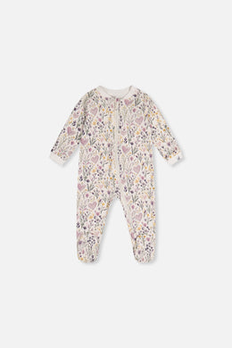 Baby Organic Cotton One Piece Pajama Beige Heart Print - J20PA40_2J234