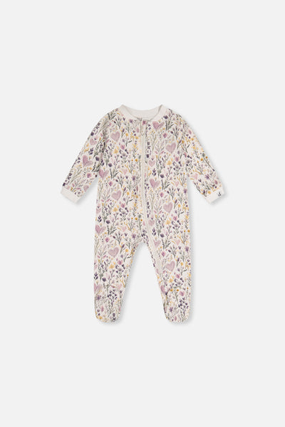 Baby Organic Cotton One Piece Pajama Beige Heart Print - J20PA40_2J234