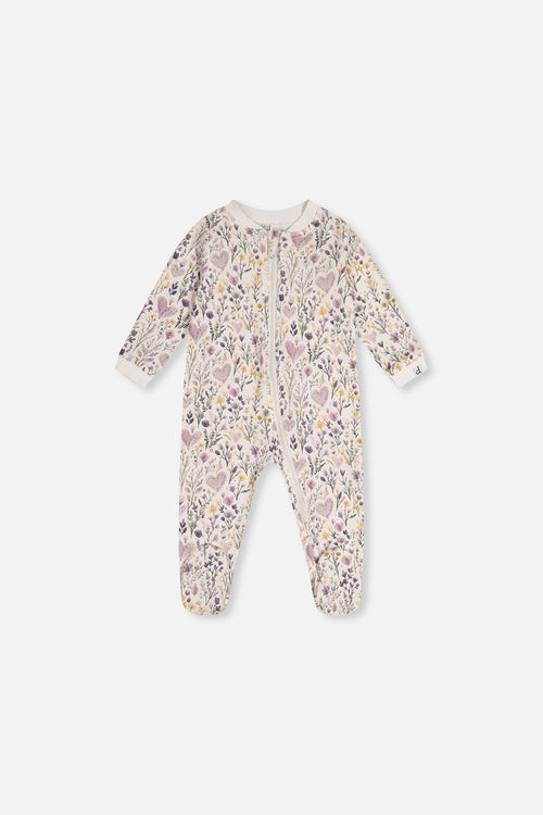 Baby Organic Cotton One Piece Pajama Beige Heart Print - J20PA40_2J234