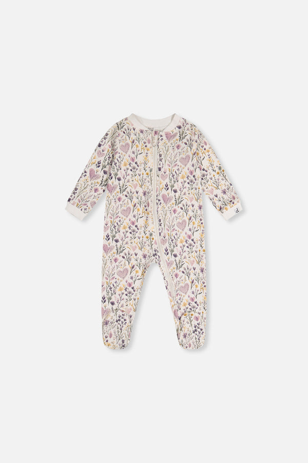 Baby Organic Cotton One Piece Pajama Beige Heart Print - J20PA40_2J234