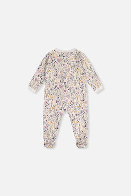 Baby Organic Cotton One Piece Pajama Beige Heart Print - J20PA40_2J234