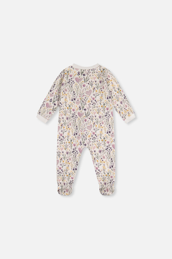 Baby Organic Cotton One Piece Pajama Beige Heart Print - J20PA40_2J234