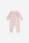 Baby Organic Cotton One Piece Pajama Pink Floral Print - J20PA40_2J235