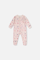 Baby Organic Cotton One Piece Pajama Pink Floral Print - J20PA40_2J235