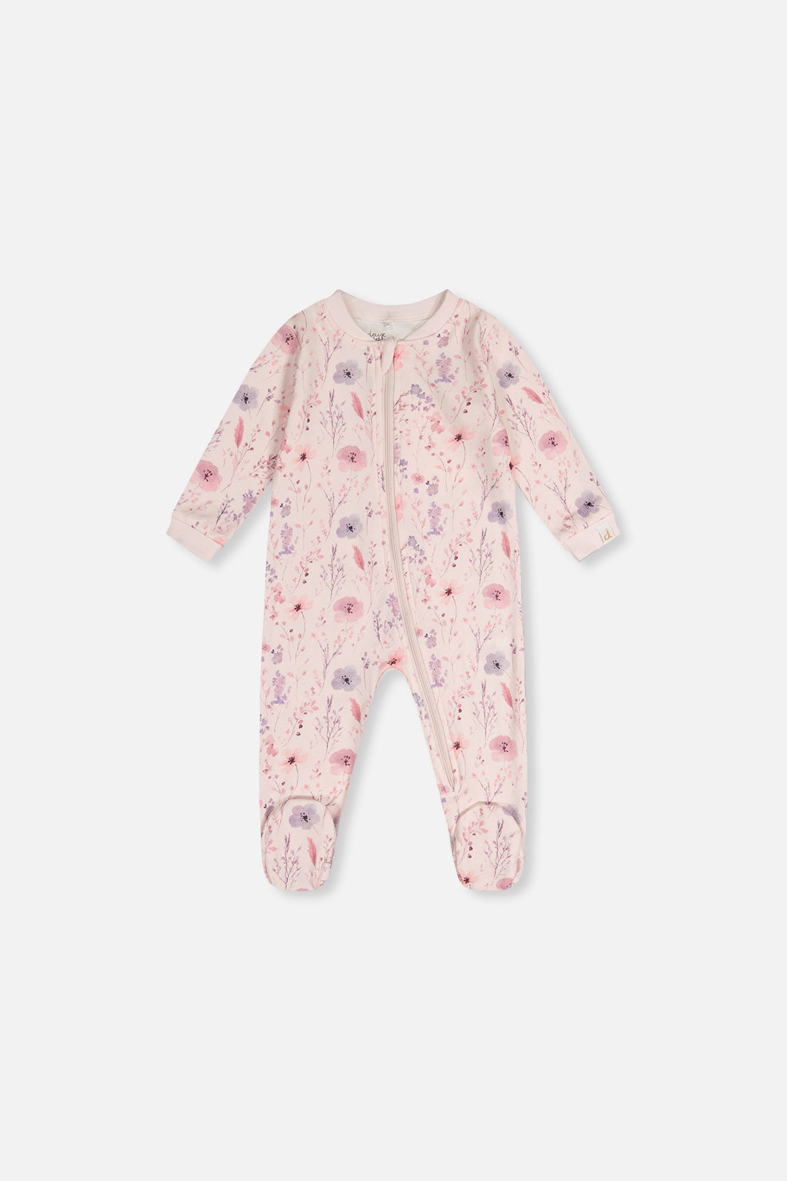 Baby Organic Cotton One Piece Pajama Pink Floral Print - J20PA40_2J235