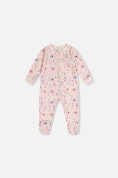 Baby Organic Cotton One Piece Pajama Pink Floral Print - J20PA40_2J235