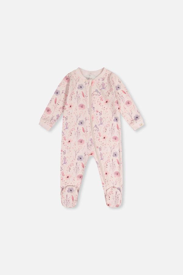 Baby Organic Cotton One Piece Pajama Pink Floral Print - J20PA40_2J235