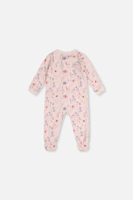 Baby Organic Cotton One Piece Pajama Pink Floral Print - J20PA40_2J235
