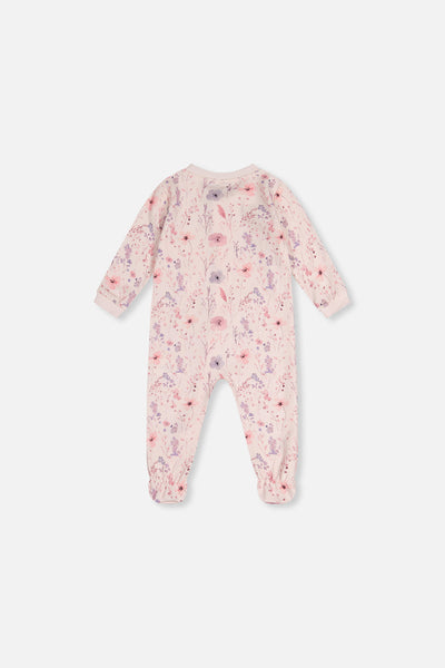 Baby Organic Cotton One Piece Pajama Pink Floral Print - J20PA40_2J235